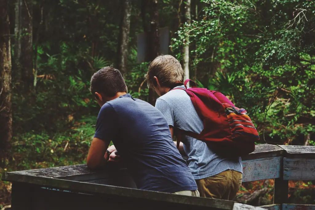 Two friends sitting together, talking