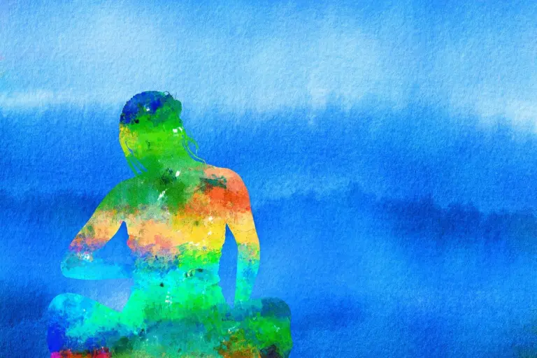 A meditating figure surrounded by light